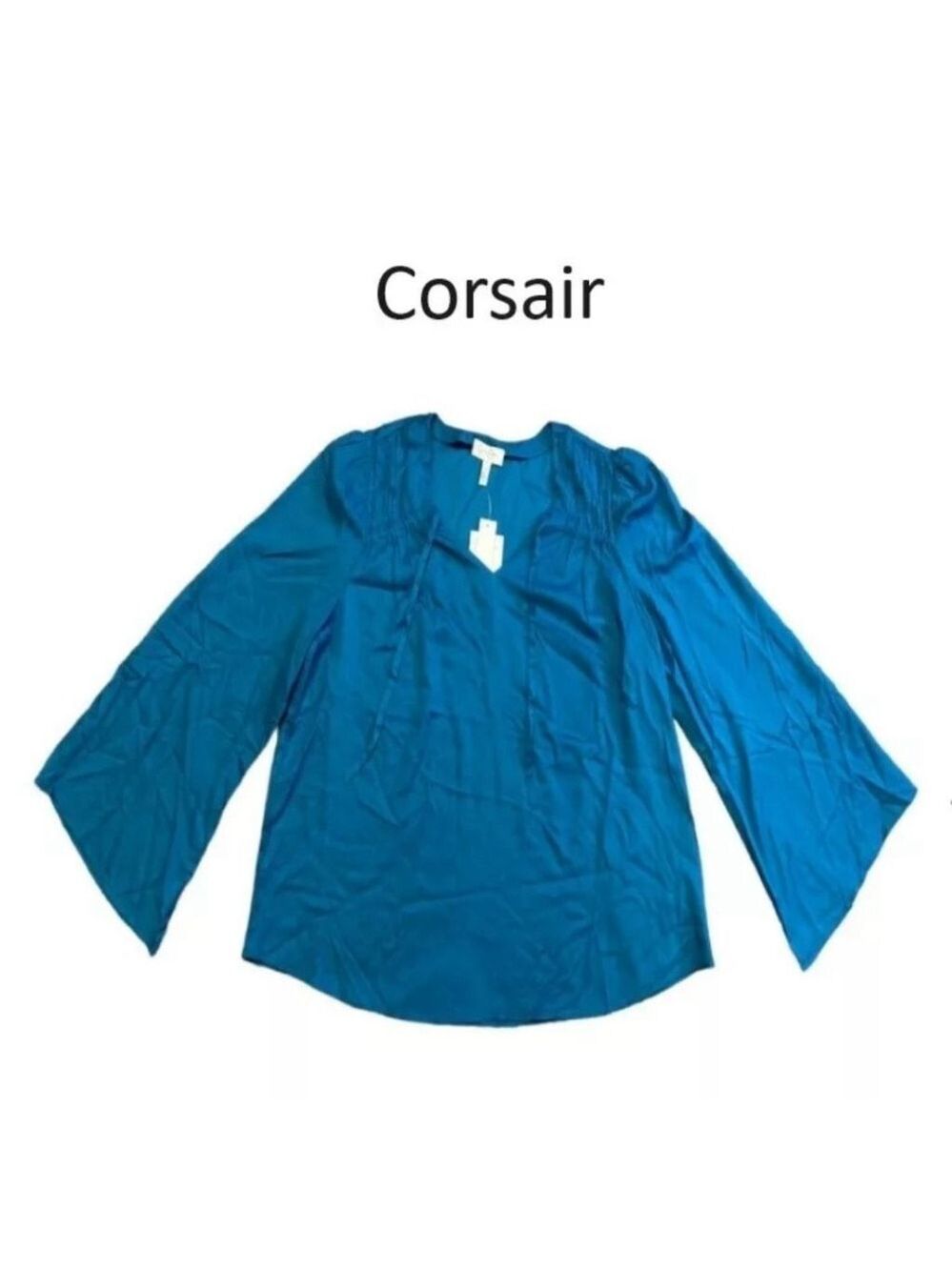 Jessica Simpson Women's Leslie Boho Long Flare Sleeve Drawstring Fashion Top - Picture 2 of 5